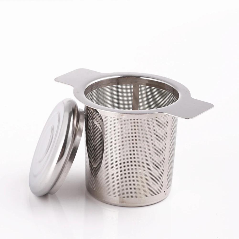 Stainless Steel Double Ear Tea Filter, Tea Filter, Tea Leakage, Spice Tea Filter, Herbal Filter with Cover, Tea Drainage