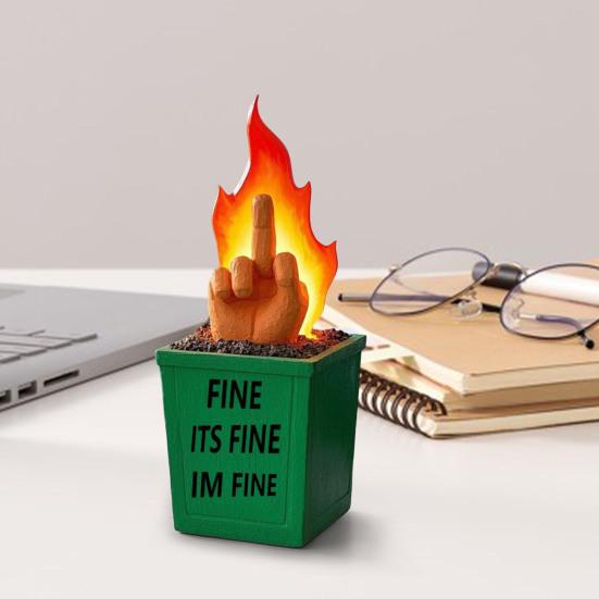 Статуя костра в мусорном контейнере, забавный средний палец, украшение для костра, забавный костер, декор для стола, домашний офис, розыгрыш, подарки