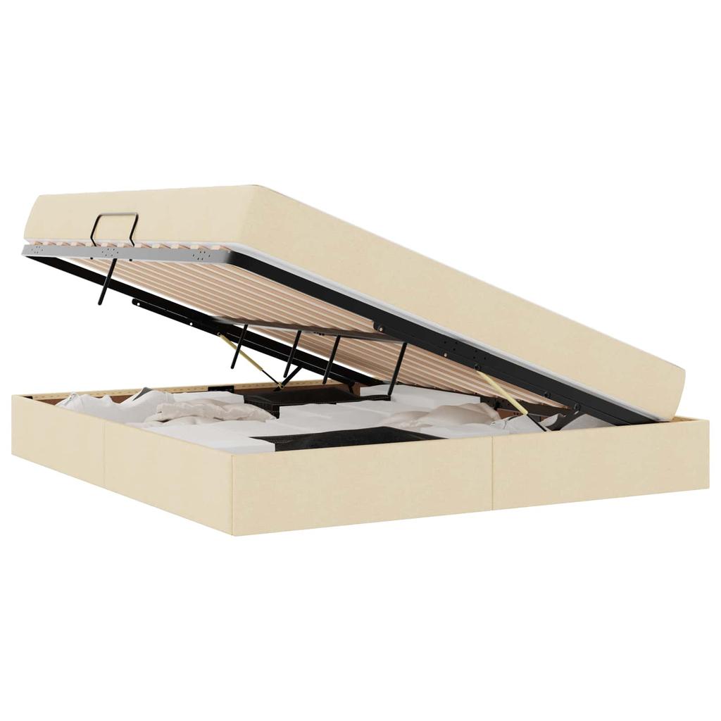 Storage Bed with Mattress Cream 160 x 200 cm Polyester