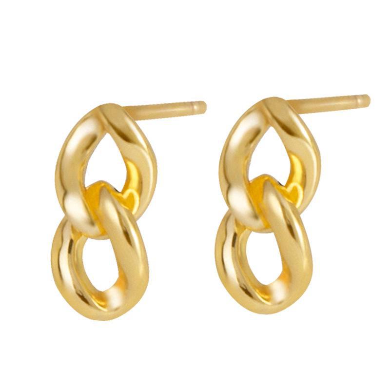 Banyan Tree S925 Silver Korean Chain Earrings - Simple, Fashionable Female Star-Inspired Design