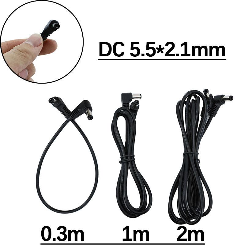 30cm 1m 2m DC Male To Male Dual Angel Power Cable Plug L-shaped 5.5X2.1mm 5.5*2.1 90 Right Angle Jack Cord Connector 22AWG 3A