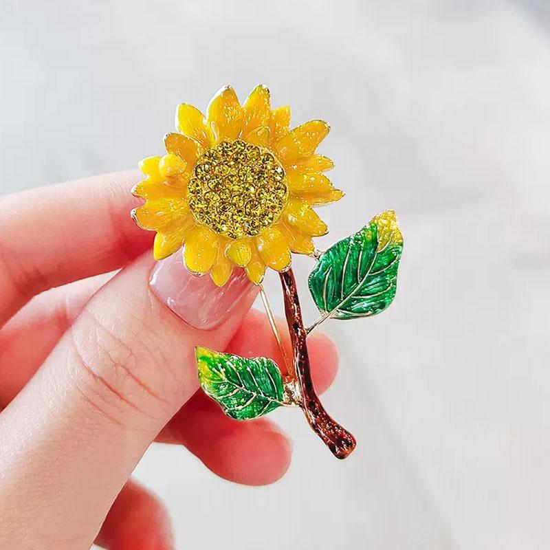 Win The Championship In One Fell Swoop Van Gogh Sunflower Flower Brooch High-End Temperament Design Sense Enamel Brooch Pin Clothing Accessories
