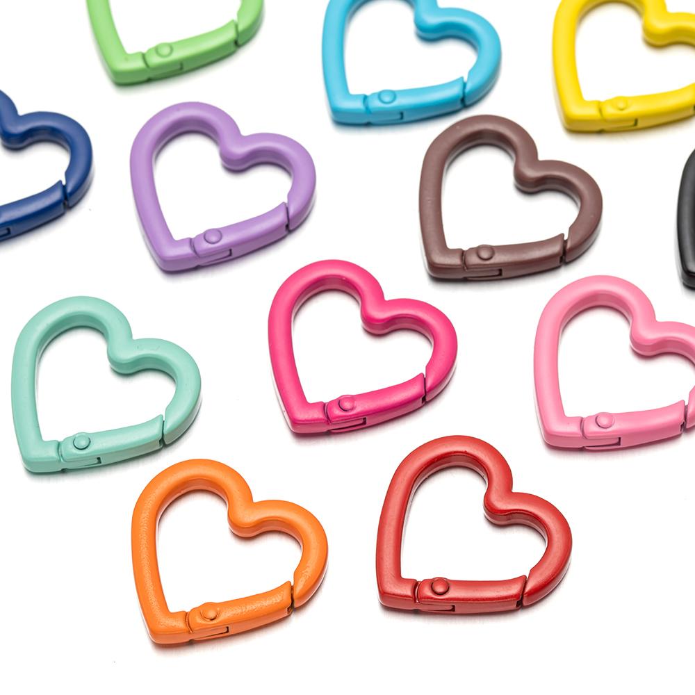 5Pcs 25mm Heart Shaped Carabiner Hook Ring Keychain Keyrings for DIY Jewelry Making Supplies Connector Buckles Accessories