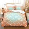 Laser Gradual Change Fish Scale 3D Digital Printing Three-Piece Set, Quilt Cover Pillowcase