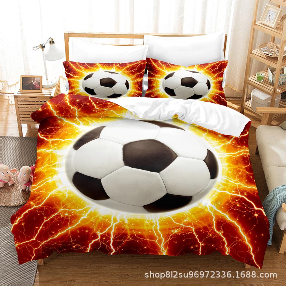 Комплект постельного белья 3D Football Series, спортивный пододеяльник и наволочка, 2/3 предмета, подходят для домашнего украшения комнат футбольных фанатов мальчиков