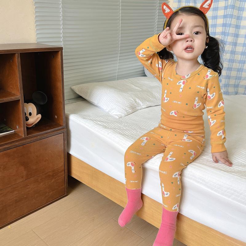 Детский комплект нижнего белья из хлопка с высокой талией для мальчиков и девочек, бесшовный домашний костюм для защиты живота