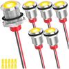 6pcs 12mm DC 12-24V 1A Yellow LED Metal Indicator Light Waterproof Signal Lamp