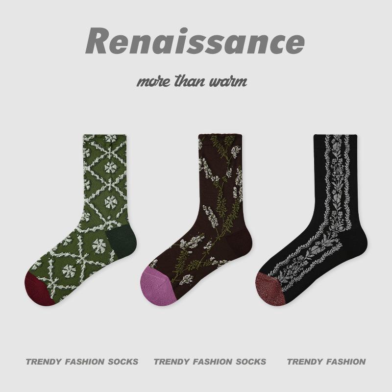 3 пары женских осенних носков до щиколотки с маленьким дизайном в виде бабочки и цветка
