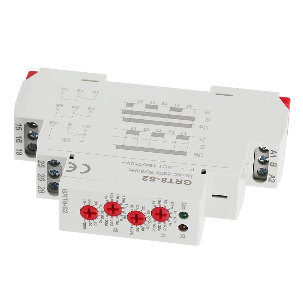GRT8 Асимметричный Цикловый Таймер ВКЛ/ВЫКЛ по Цельсию, Реле Времени с Управлением Задержкой AC 220V, Сверхширокий Диапазон, Режимы Короткого Замыкания S A1, Компактный Размер