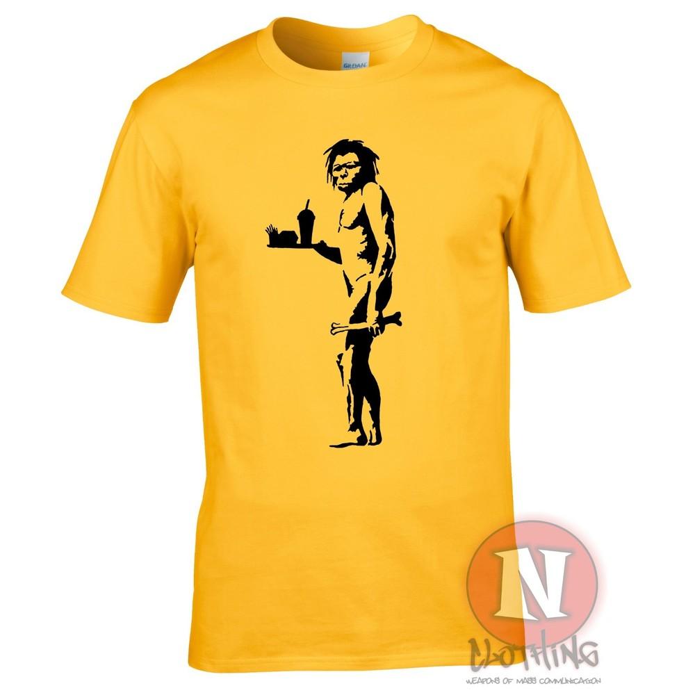 Banksy Caveunisex TShirt Fastfood Teeshirt Urban Stencil Art Graffiti Bristol Cool