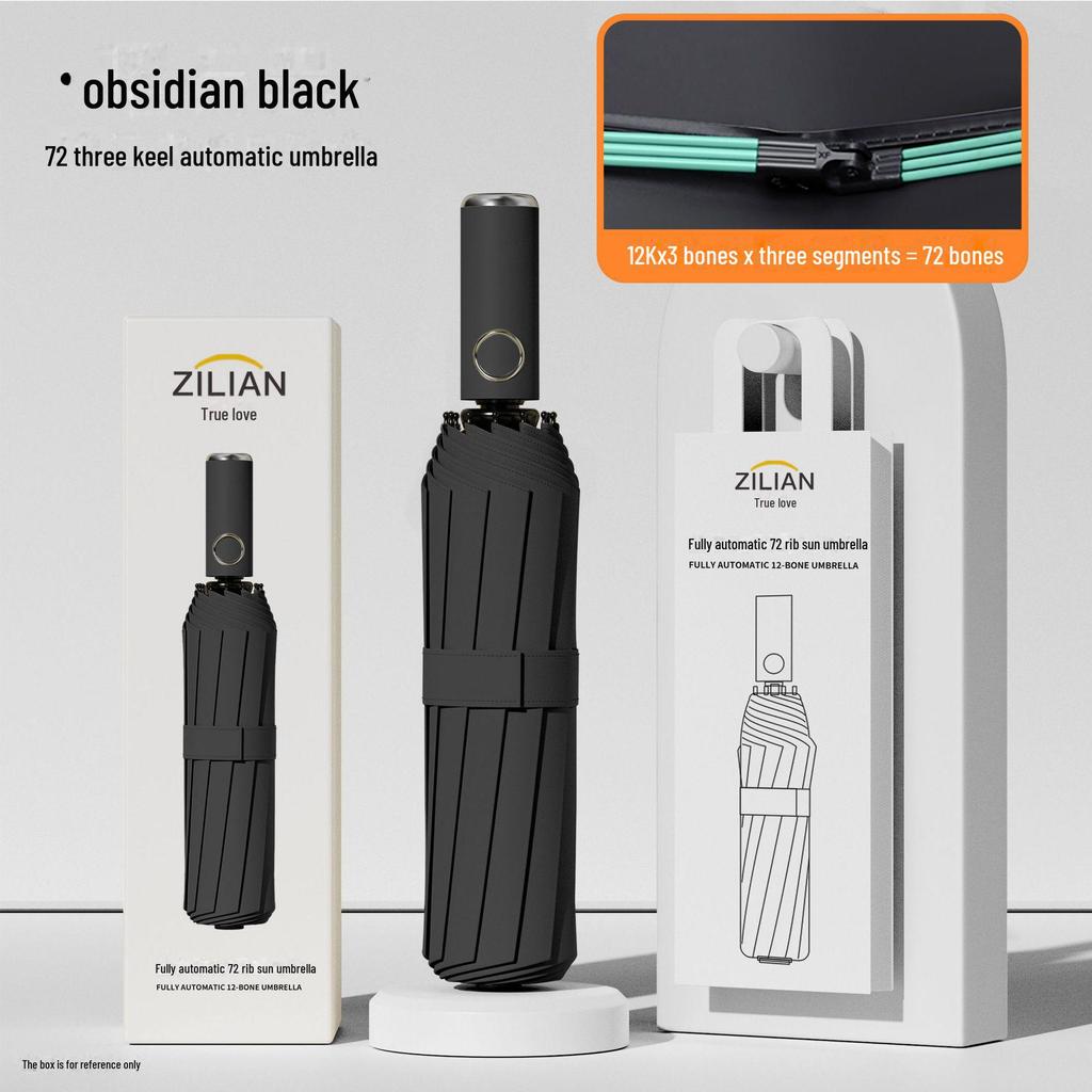 72-Bone Automatic Reverse Folding Umbrella - Oversized, Dual-use for Sun and Rain, Unisex