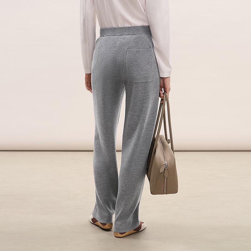 LESS Women's 100% Wool Straight-Leg Casual Trousers