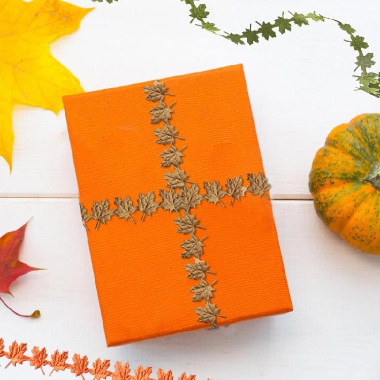 3 рулона лент с кленовыми листьями, зеленые, коричневые, оранжевые, декоративные ленты, ленты для рукоделия, лента для упаковки подарков, осенние ленты