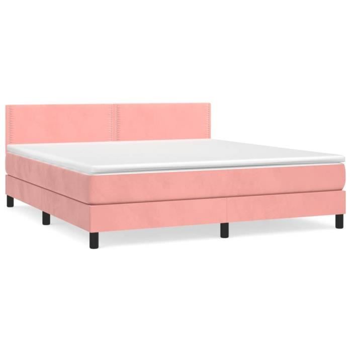 3141256 vidaXL Lit à sommier tapissier avec matelas Rose 160x200 cm Velours