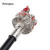 Silver Crown Artificial Red Diamond Walking Cane Fashion Decorative Walking Stick Gentleman Elegant Cosplay Cane Crosier 91cm
