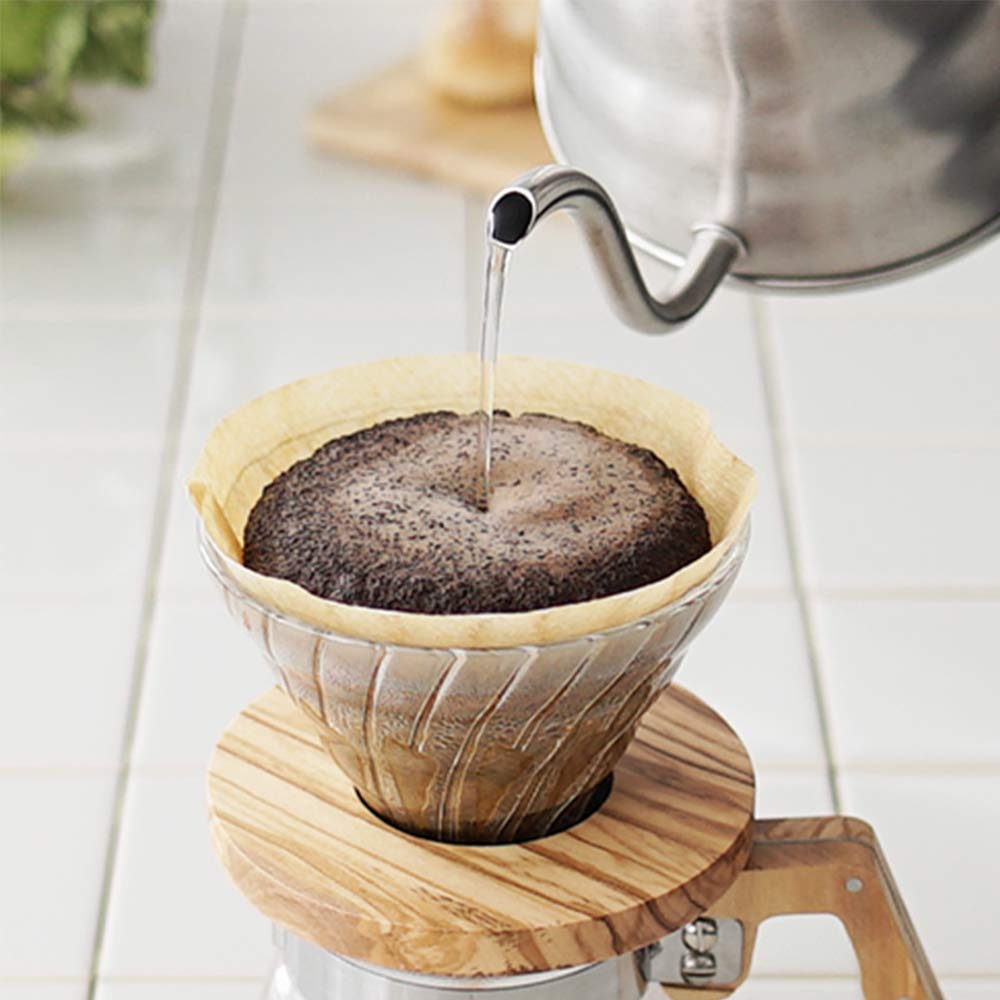 HARIO V60 Glass Coffee Olive for cups Heat-Resistant Dripper, Wood, 01, 1-2 (VDG-01-OV)