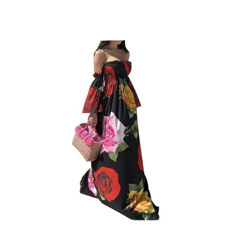 Женское платье без бретелек с принтом на одно плечо