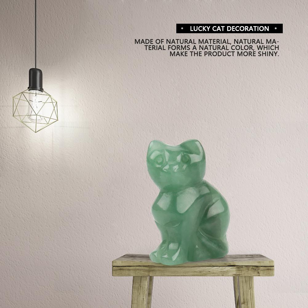 1.5IN цветной натуральный зеленый авантюрин ручная работа резьба по камню в форме кошки на удачу