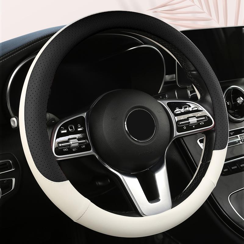 Car Anti-Slip Leather Steering Wheel Cover Universal Car Steering Wheel Protective Cover Fashion Style 38cm Shape O D