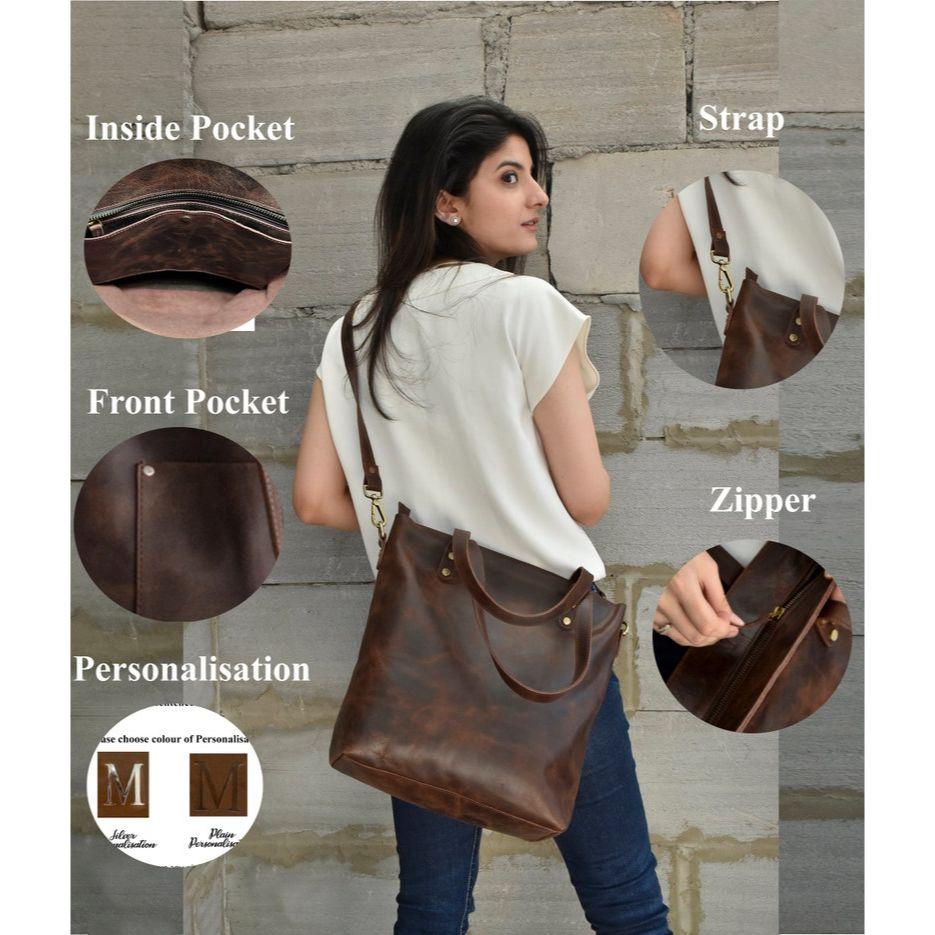 Коричневая кожаная сумка-тоут для женщины большая рабочая сумка сумка-шоппер ручной работы офисная сумка подарок на день матери подарок для мамы девушки персонализировать