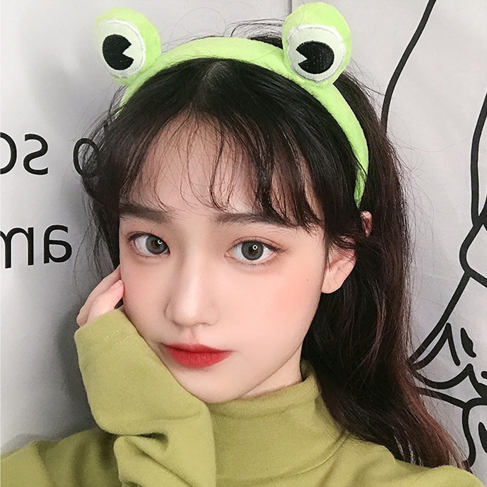 Elastic Coral Fleece Washing Face Hairband Makeup Headband Funny Frog Skincare Hair Band