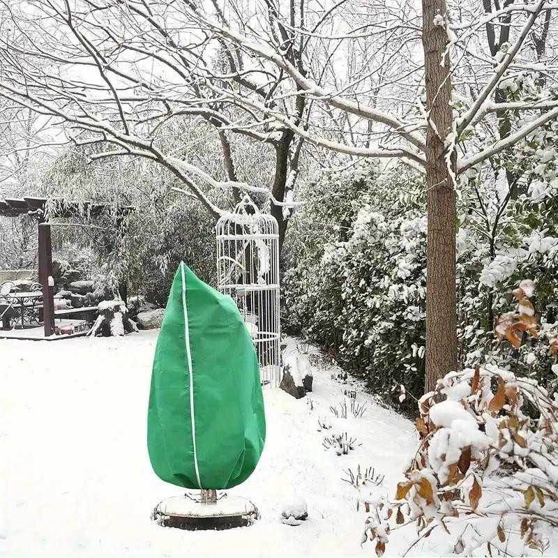 1Pc Winter Protection Bag Against Freeze For Plant Cover Garden Plant With Zip Drawstring Breathable