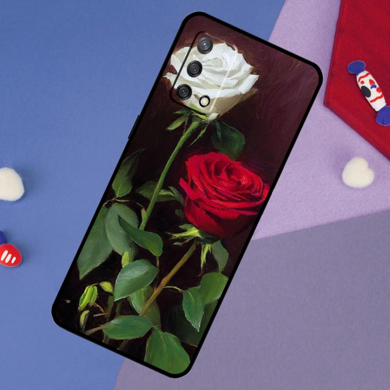 Цветочный чехол с розой для Oppo A17 A60 A40 A80 A16 A76 A96 A98 A58 A78 A18 A38 A57 A74 A54 A94 A15 A5 A6 Pro