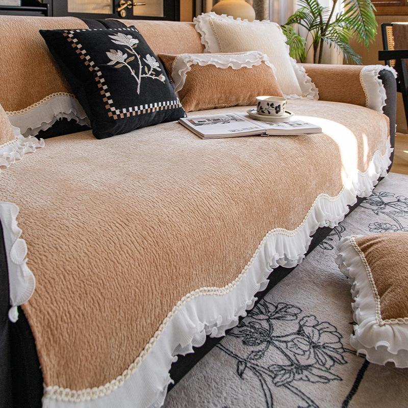French Premium Sofa Cushion, Universal Non-Slip Sofa Cover For All Seasons, Cover Cloth, Straight Row Special-Shaped Skirt Sofa Seat Cushion