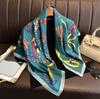 Versatile British-Style Silk Square Scarf - 90cm Solid Color Shawl & Headscarf
