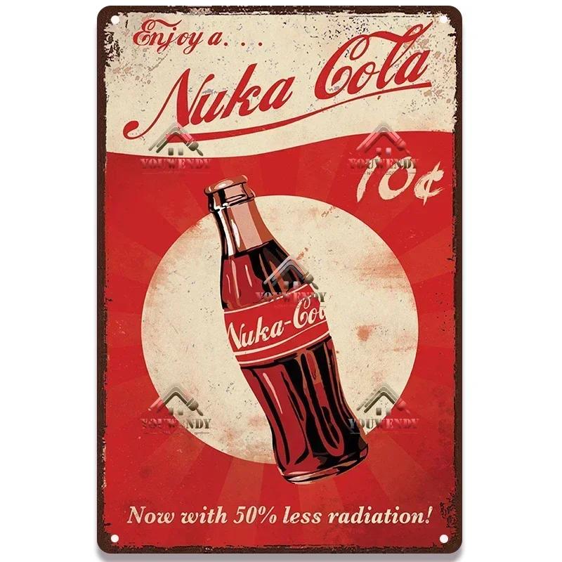 Металлическая табличка с постерами напитка Nuka Cola - Идеальный декор для стены паба, игровых зон, ретро-игровой тематики, металлическое искусство