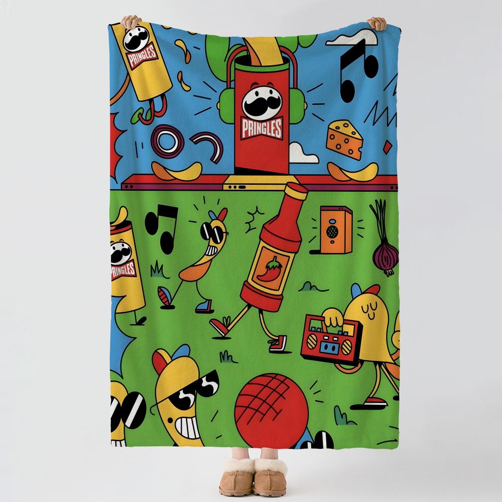 Brand P-Pringles Throw Soft Warm Flannel Blanket, Multi-use Throw for Bed Sofa Office, Air Conditioning Nap Blanket