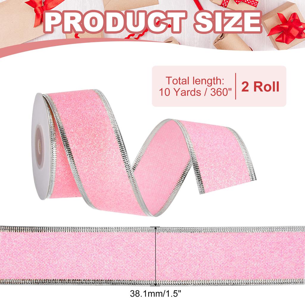 Christmas Ribbon Candy Christmas Ribbon Roll Metallic Wired Gift Wrapping Shine Ribbon for Birthday Wedding Festival Decoration