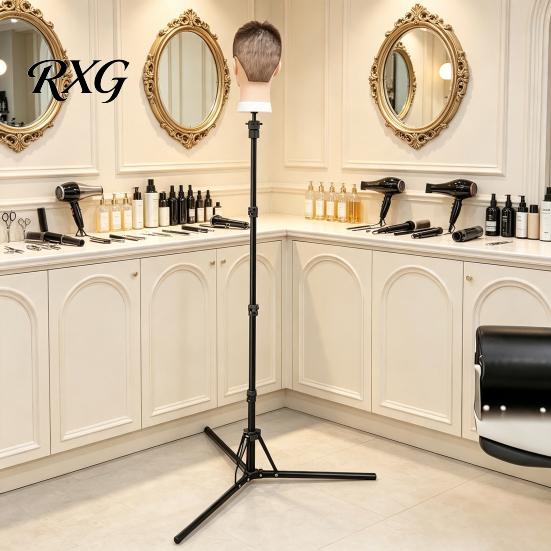 Hair Perming Training Stand 0.5/1.6M Mannequin Head Stand, Height Adjustable Wig Display Holder Tripod for Cosmetology, Hairdressing Training, Styling