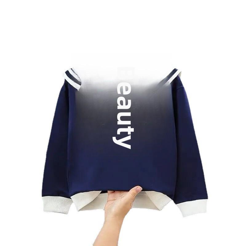 Свитшот для девочек Plus Velvet Navy Collar Sweatshirt - Осень/Зима, Стиль Вестерн, Длинный рукав, Стиль Колледж