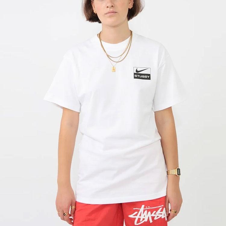 Nike x Stussy Crossover Logo Graffiti Printing T-Shirt 'White' Men's CU9256-100