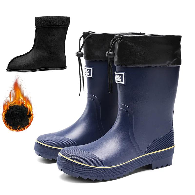 Мужские дождевые сапоги для рыбалки и кемпинга, мужские повседневные нескользящие износостойкие водонепроницаемые ботинки Botas De Lluvia Para Hombre