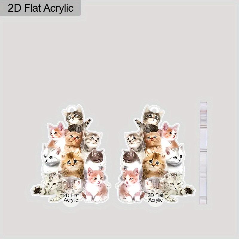 2D Flat Novelty Cat Earring Acrylic Animal Cat Dangle Drop Earring for Women Jewelry
