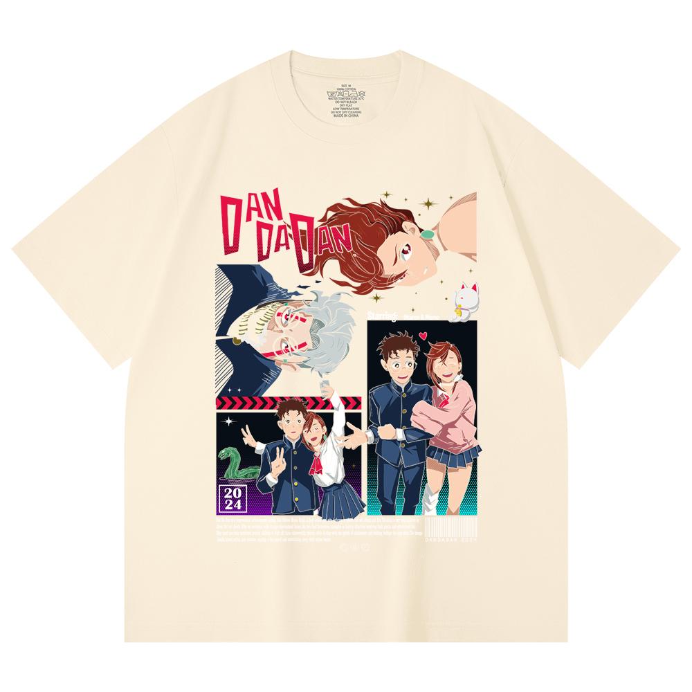 230 Gsm 100% Cotton Dandadan V16 Momo Okarun Print Unisex Heavy Cotton T Shirt