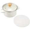 Enamel 15cm Double-Handled Pot with Glass Lid, White, Induction Compatible, Cook Pot, Petit Cook, HB-1367