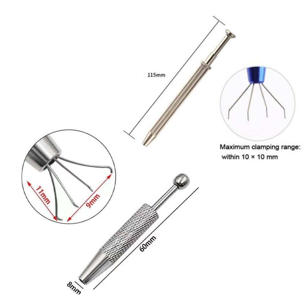 Stainless Steel Four-claw Clip Slender IC Extractor Pickup Gem Clamp Gripper Grasp Parts