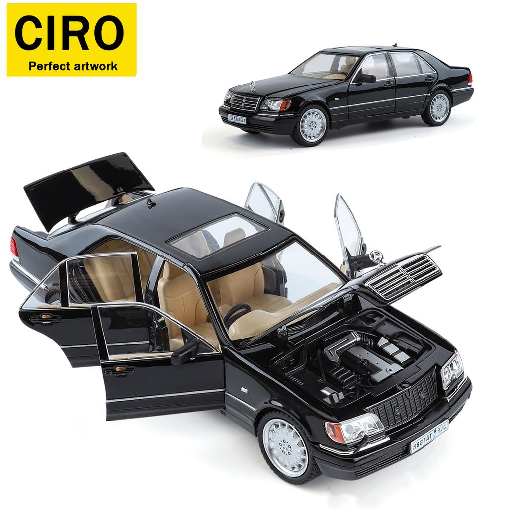 FTI5  Toy car, 1:24 black Mercedes-Benz classic car model with tiger head design, die-cast aluminum alloy, high-quality car model gift