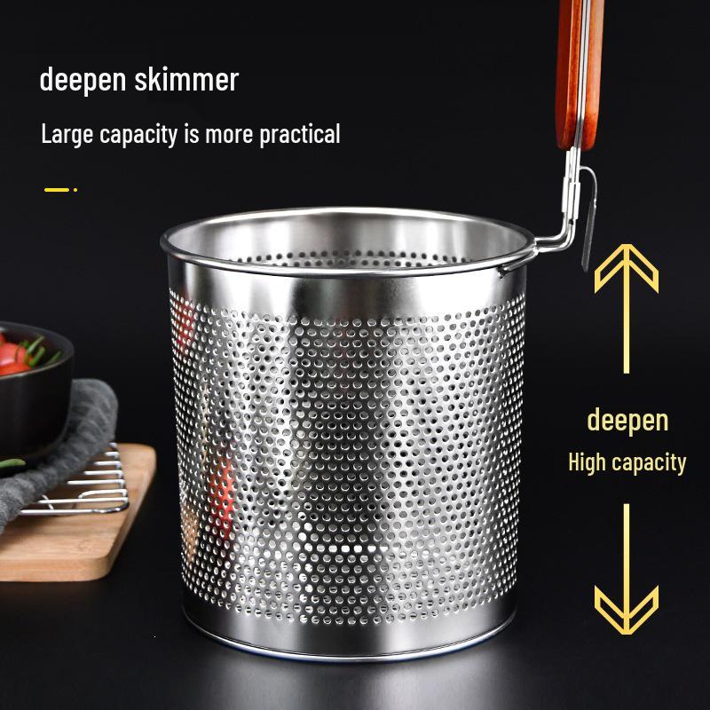 Stainless Steel Large Slotted Spoon for Mala Tang, Noodle Scooping, Boiling Soup, Straining & Hot Pot Vegetable Basket