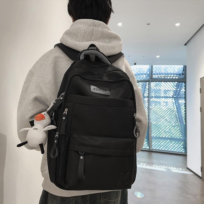 Однотонный школьный рюкзак для студента, женский рюкзак большой емкости, мужской рюкзак