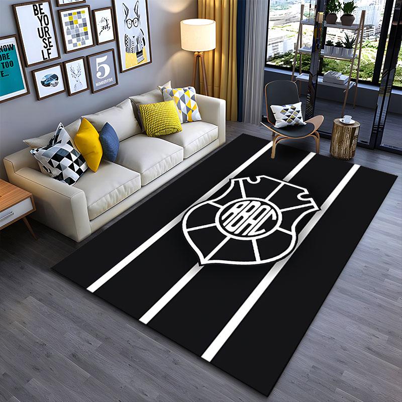 Black Striped Carpet with Emblem suitable as a non-slip mat for the living room or bedroom sofa