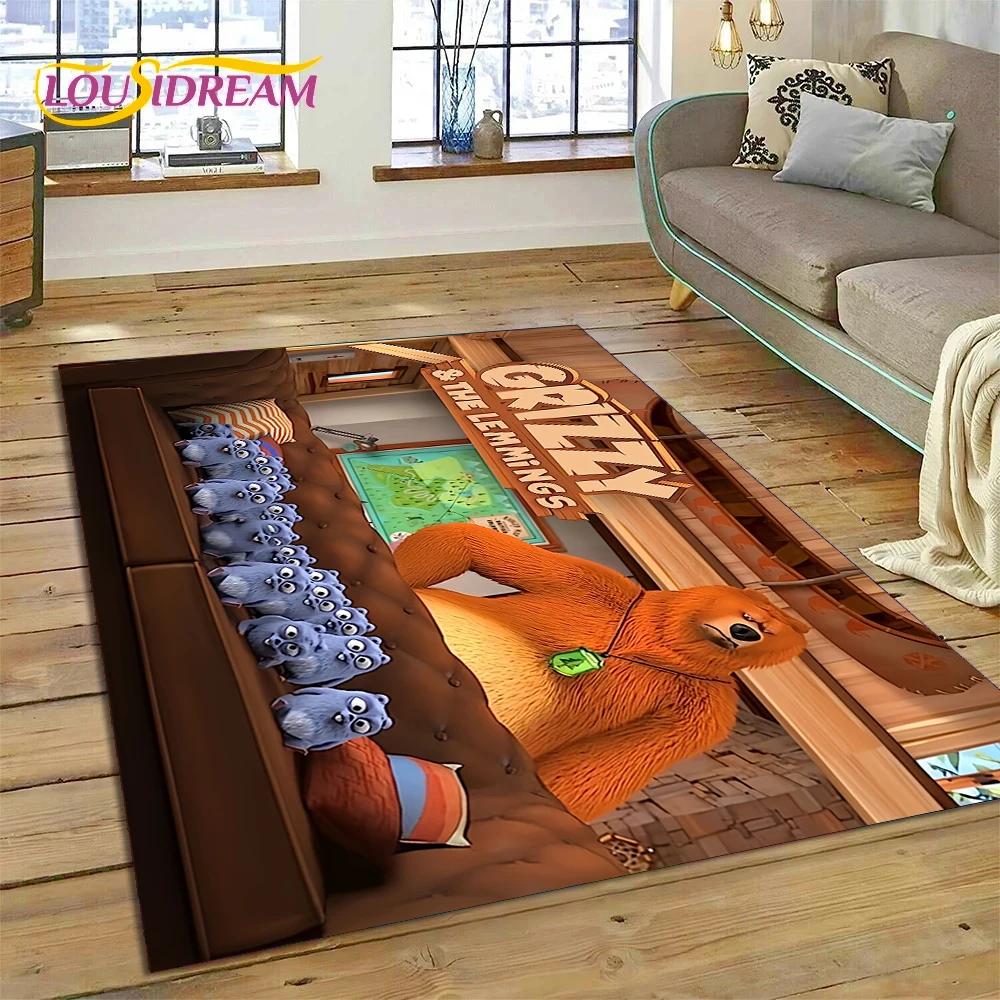 Cartoon Grizzy and The Lemmings Rug Carpet for Living Room Bedroom Home Decor,Floor Mat Non-slip Decoration for Sofa Doormat Kid