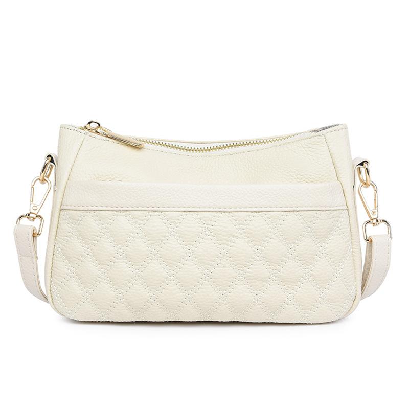 Кожаная сумка, модная женская сумка-мессенджер, первый слой коровьей кожи, вышитая ромбами, премиум-сумка через плечо