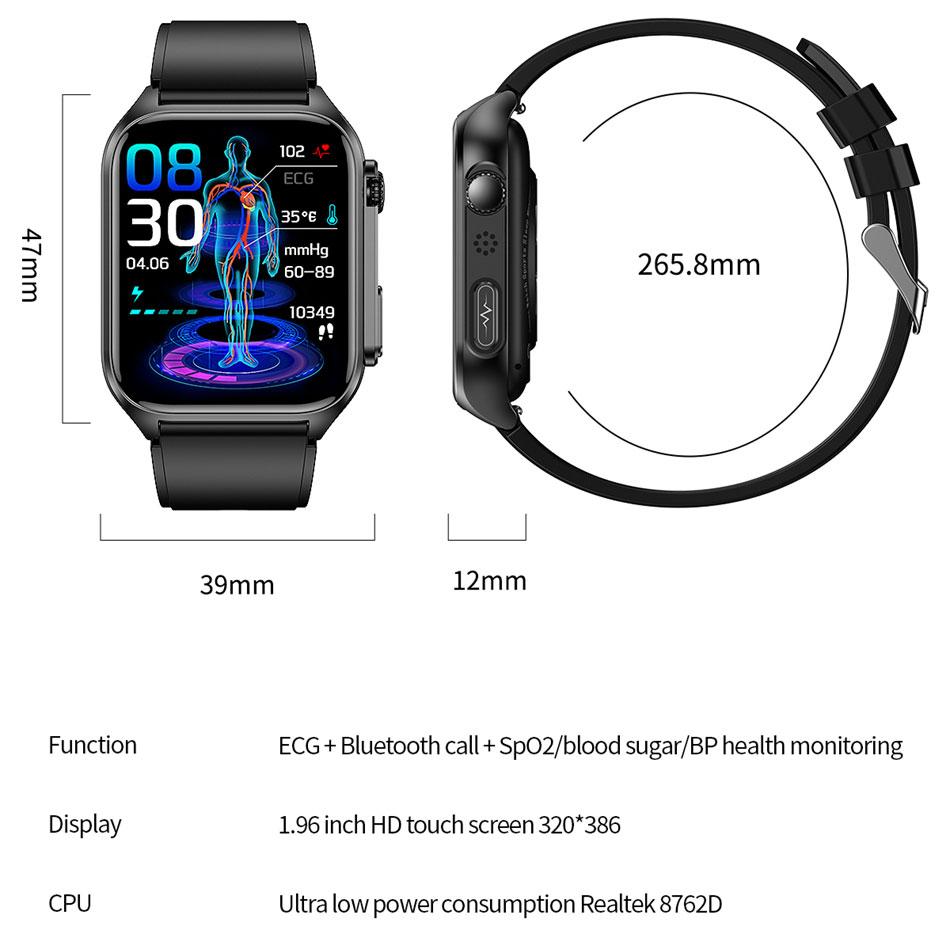 2024 Новый Bluetooth Звонок Мониторинг Сна ЭКГ+ПГГ Смарт-Часы Мужчины Частота Пульса Артериальное Давление Кислород Температура Тела IP67 Смарт-Часы