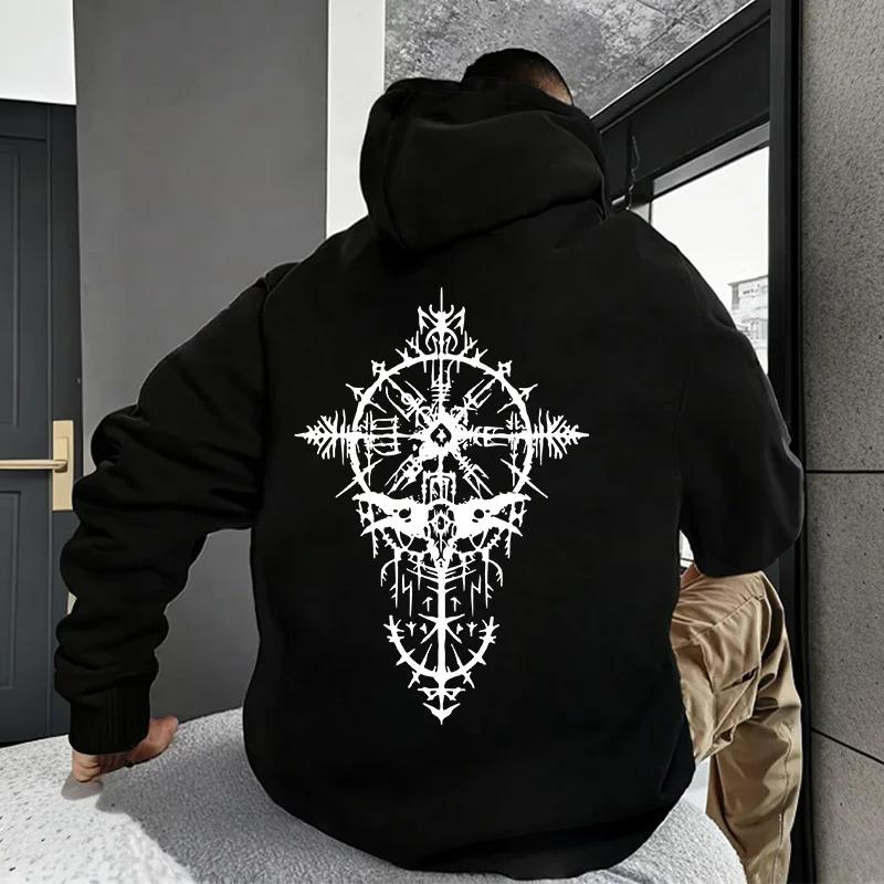 Autumn Winter New Style Men's Sweatshirt High Quality Ancient Viking Raven Print Hoodie Urban Casual Fashion Pullover Streetwear