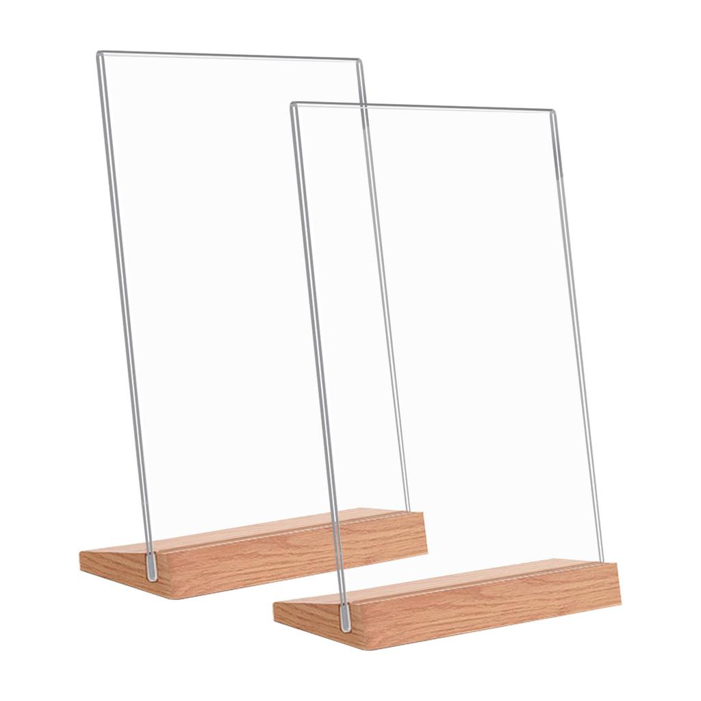 Sign Holder Set of 2 Vertical Photo Frame Acrylic Standing Sign Photo Card Stand Clear Acrylic Menu Stand POP Stand L-Shaped (A6)