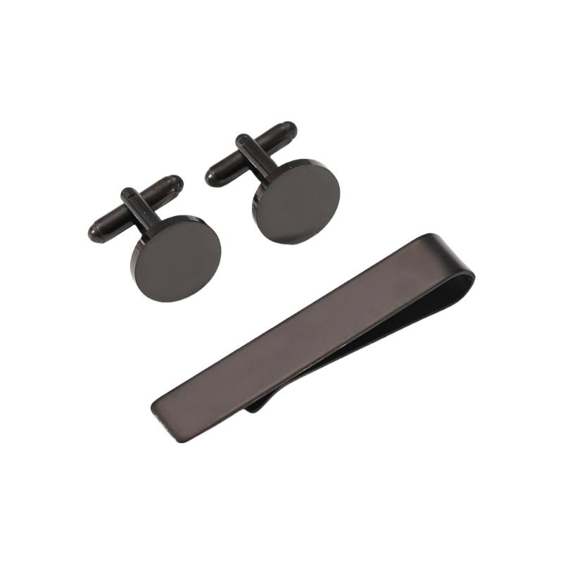 Стильный мужской зажим для галстука и запонки для бизнеса, профессиональный набор из нержавеющей стали с элегантным дизайном